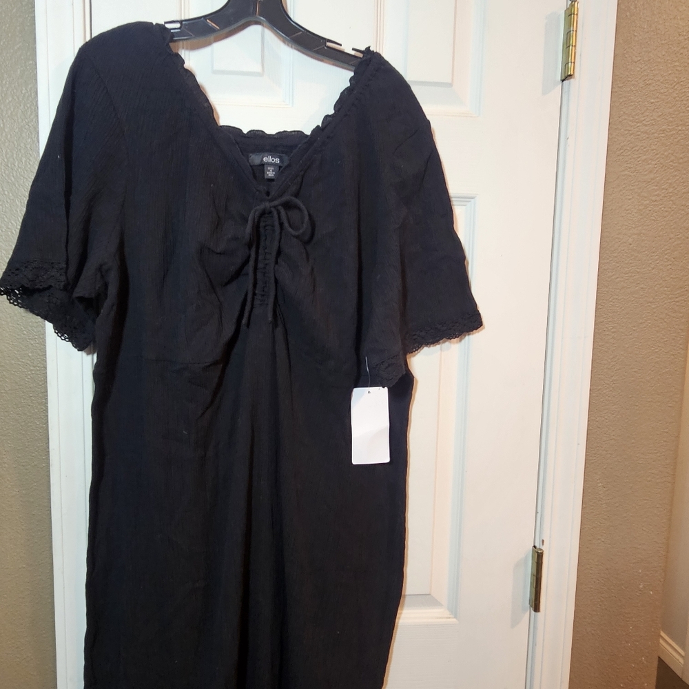 Lovely Cotton Short Sleeve Tiered Layer Dress 1X
